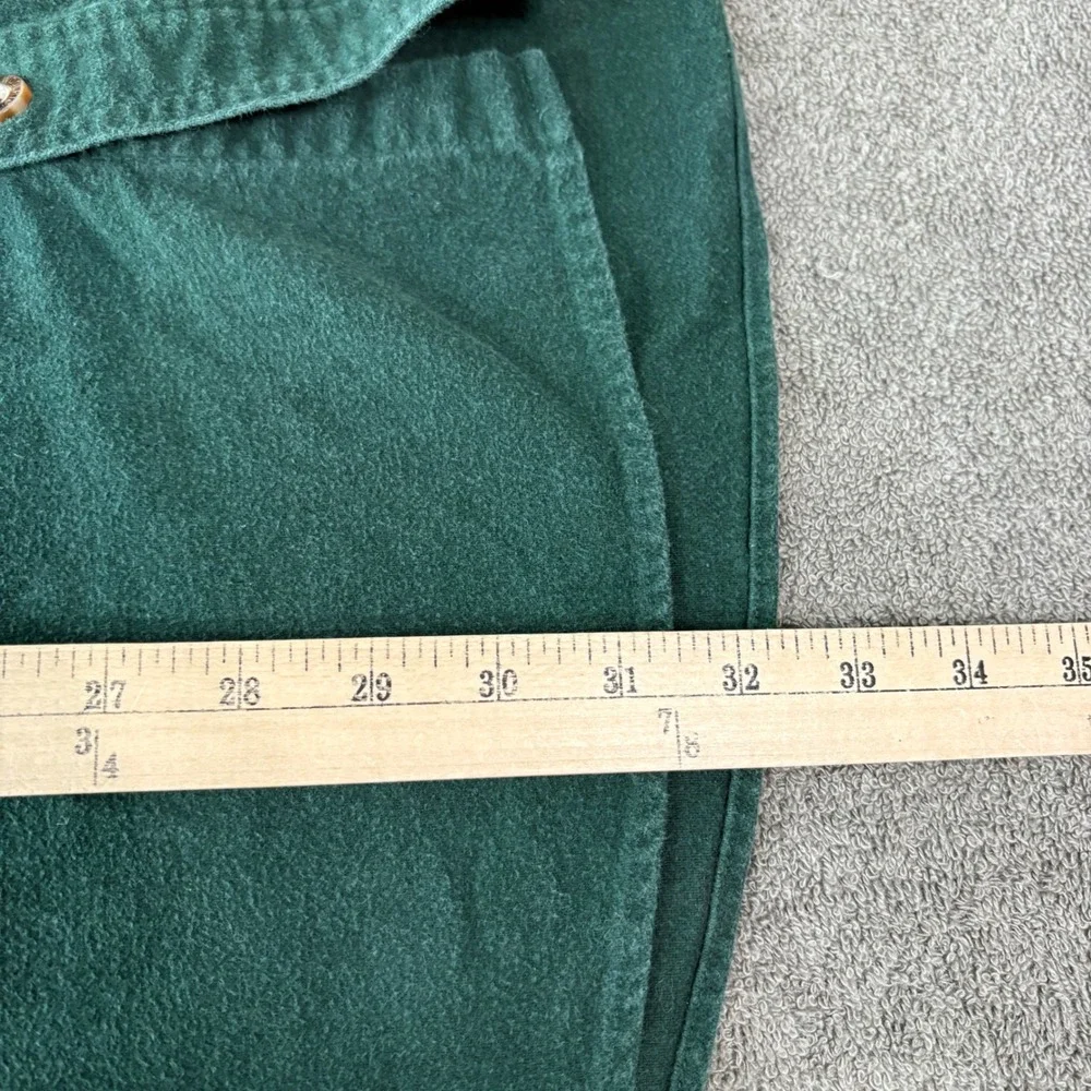 Woolrich Button Down Chamois Shirt Mens Large Green Heavyweight Flannel Outdoor